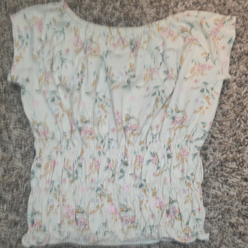Girls OshKosh B'gosh Floral Top in White & Pink, Size 7 - Picture 3 of 6